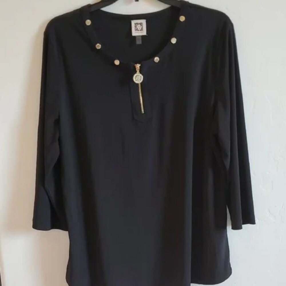 Black CasualEmbellisihed 3/4 Sleeve Top XL